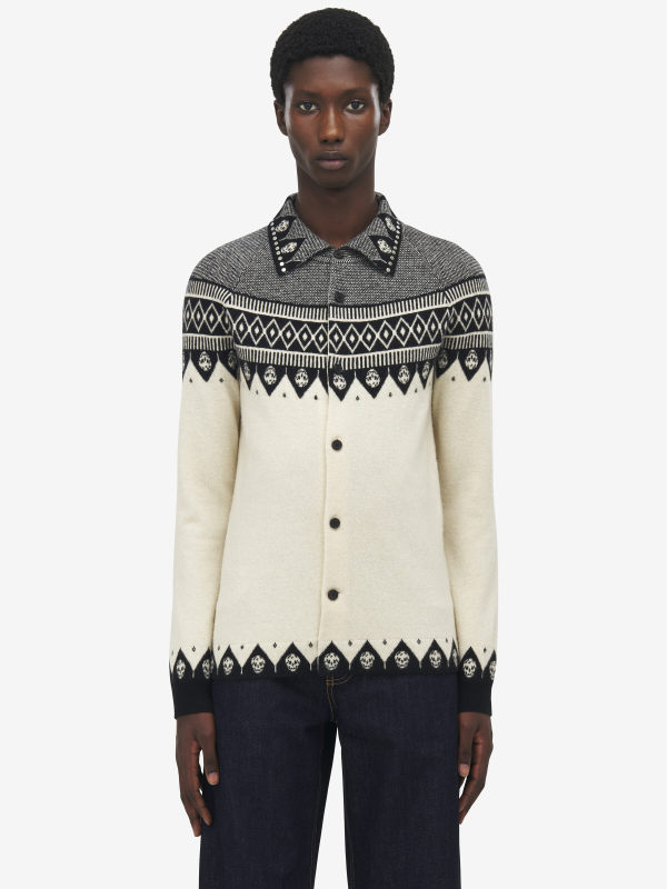 ALEXANDER MCQUEEN - Fair Isle Polo Cardigan - Item 839662Q1BD49257